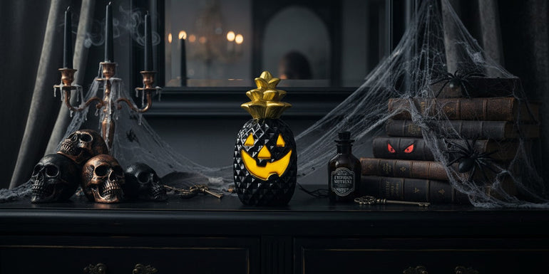 Decorațiune de Halloween în formă de casă bântuită cu fantome și lumină led