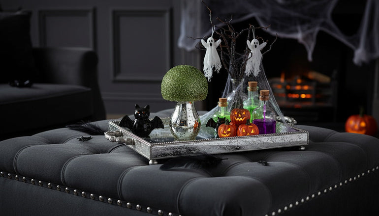 Ciupercă decorativă din sticlă, de culoare argintie și pălărie cu paiete verzi