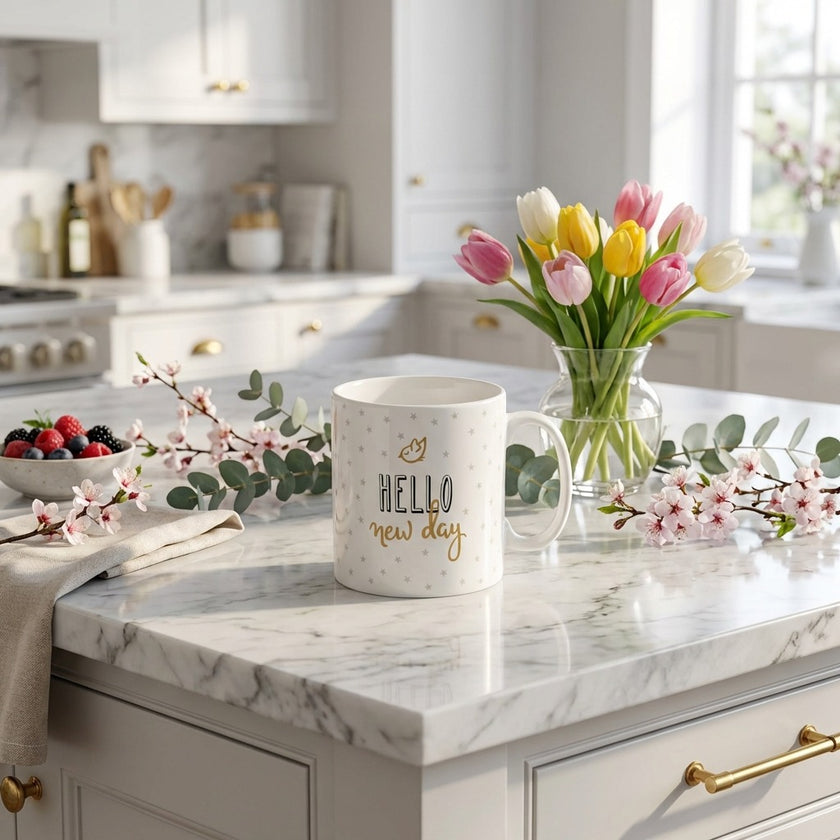 Cană porțelan Hello New Day
