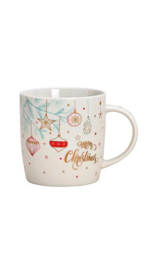 Cană Merry Christmas cu globuri