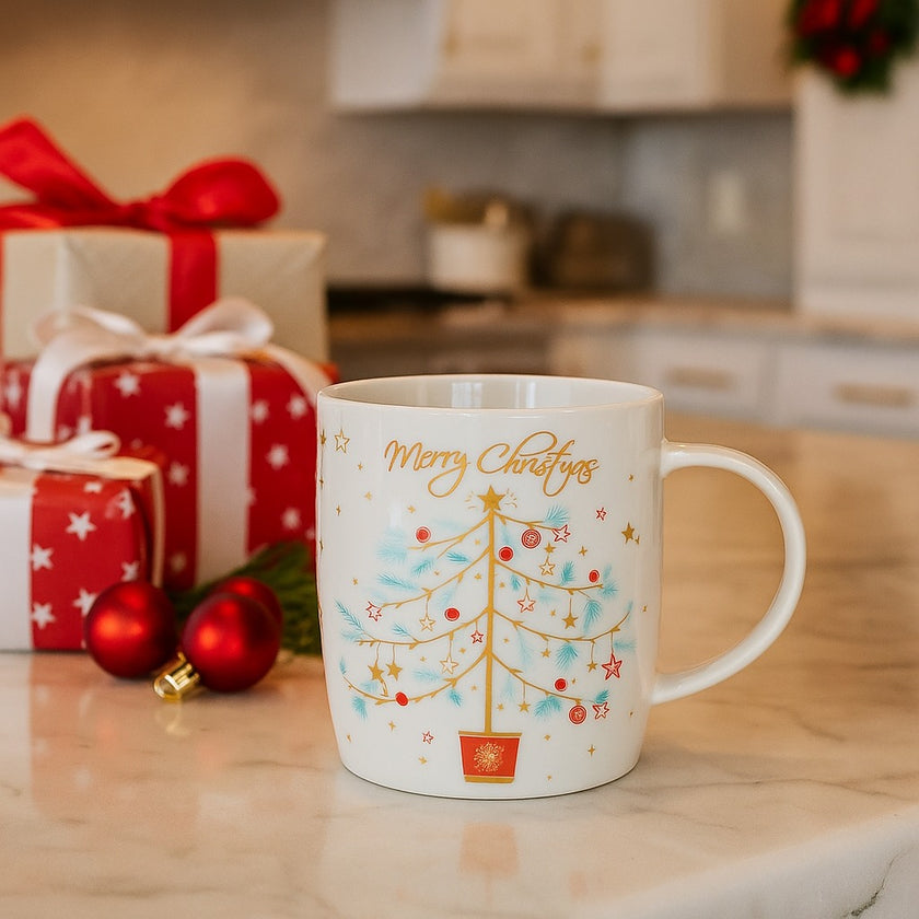 Cană Merry Christmas cu brad