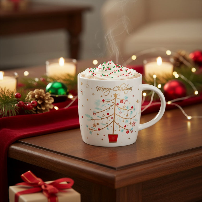 Cană Merry Christmas cu brad