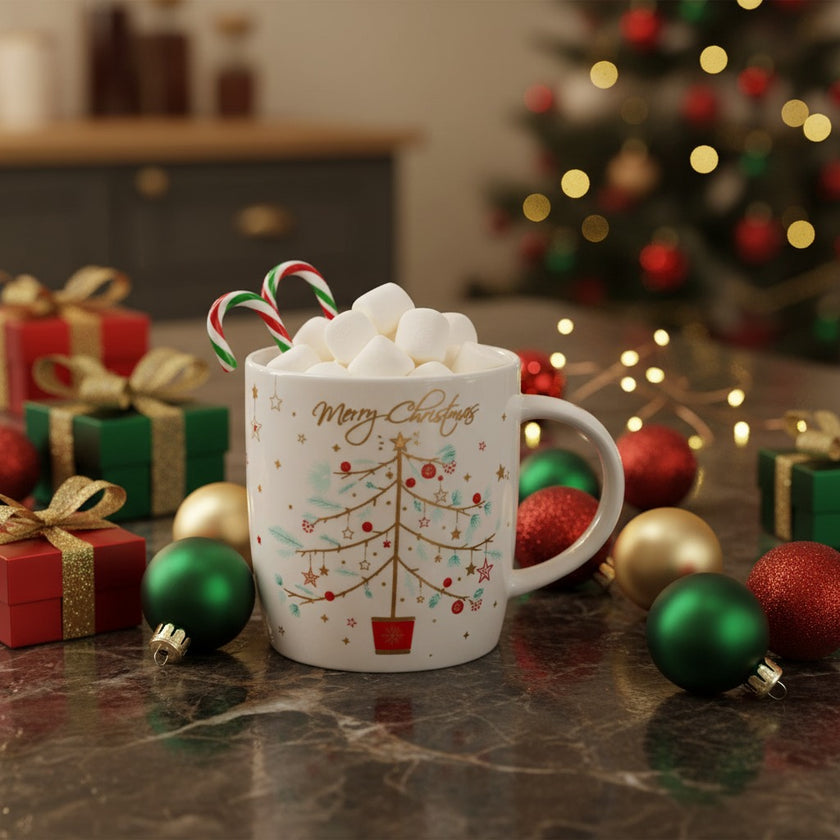 Cană Merry Christmas cu brad