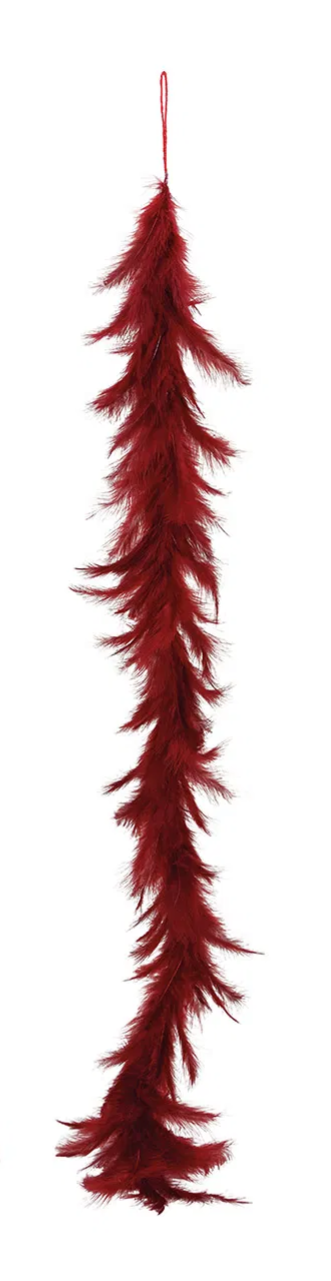 Ghirlandă decorativă din pene vișinii