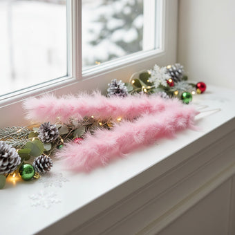 Ramură decorativă din pene roz