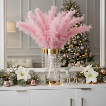 Ramură decorativă din pene roz