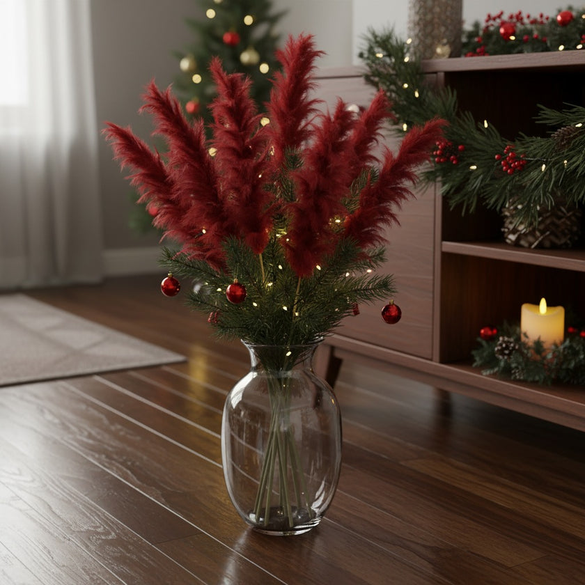 Ramură decorativă din pene vișinii