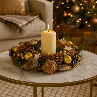 Coroniță Crăciun cu conuri și stele 33cm