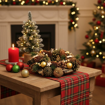 Coroniță Crăciun cu conuri și stele 33cm