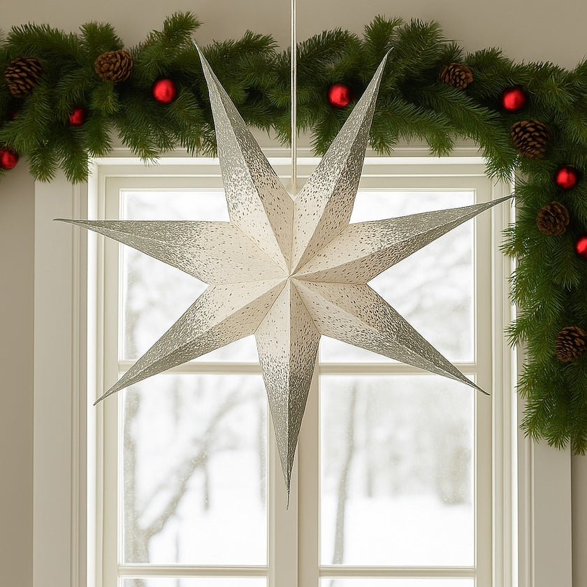 Stea decorativă argintie Crăciun