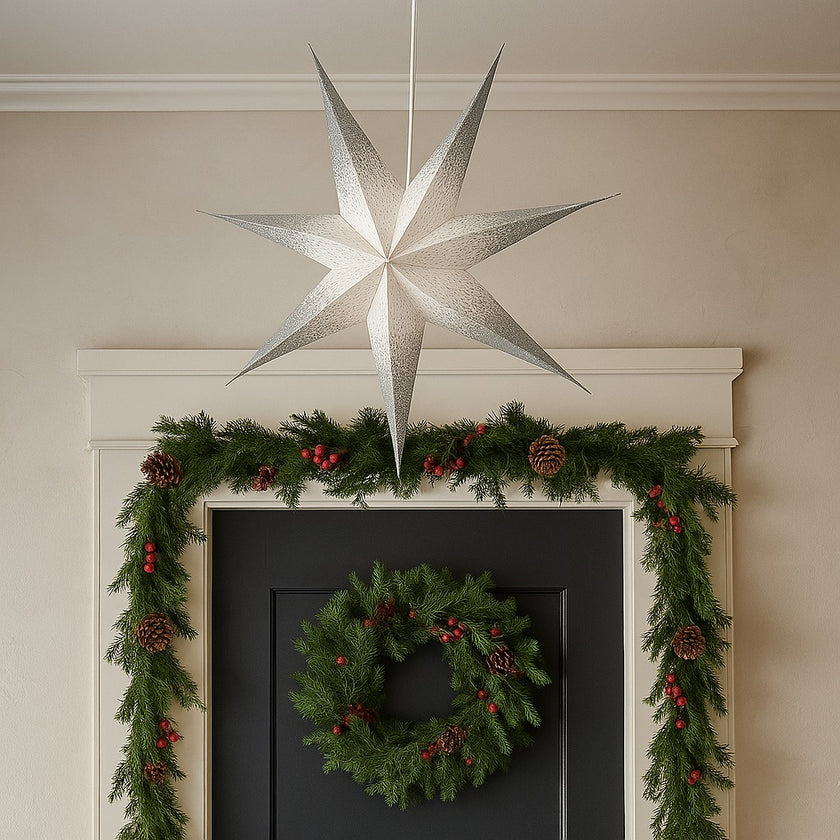 Stea decorativă argintie Crăciun