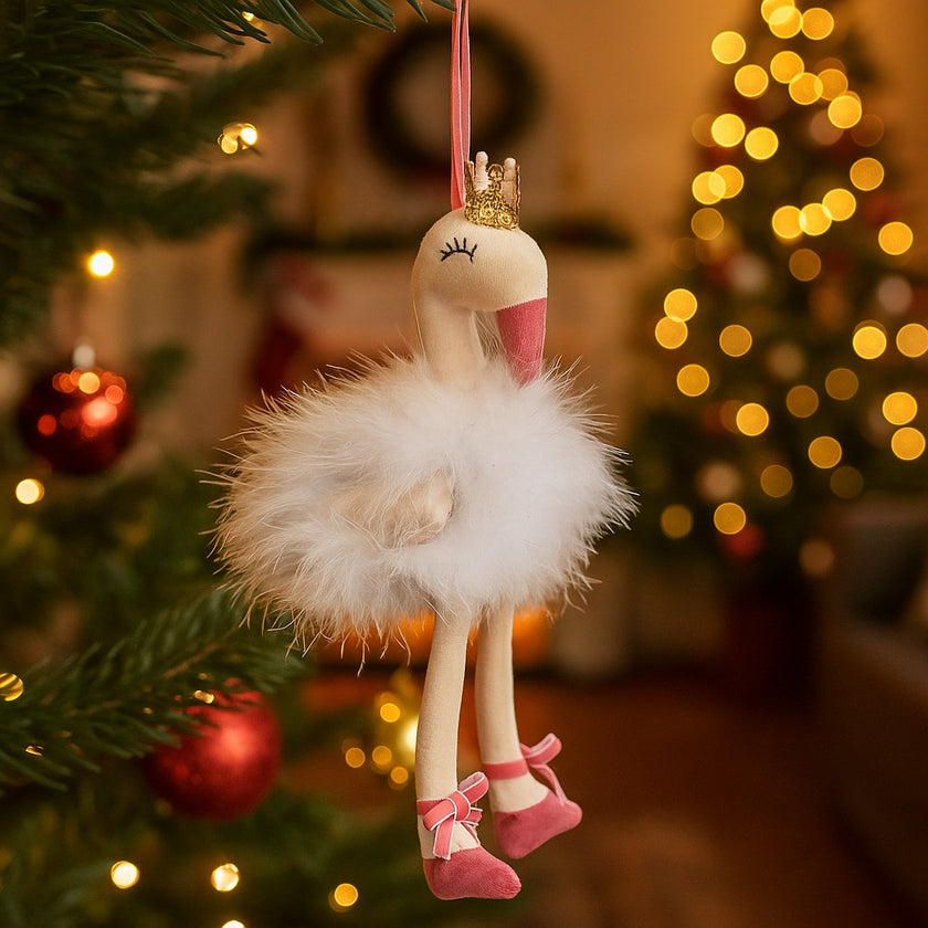 Ornament decorativ flamingo alb