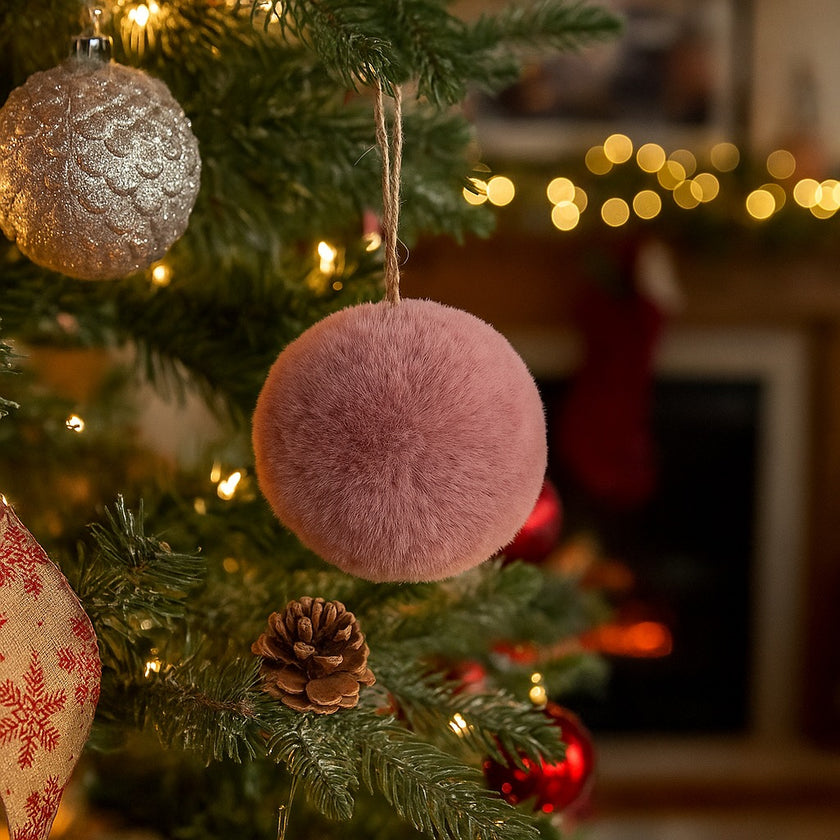 Glob Crăciun roz pufos