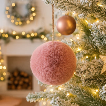 Glob Crăciun roz pufos