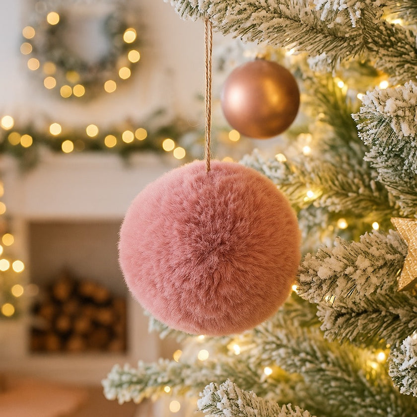 Glob Crăciun roz pufos