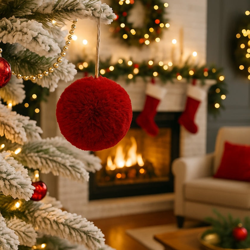 Glob Crăciun roșu pufos