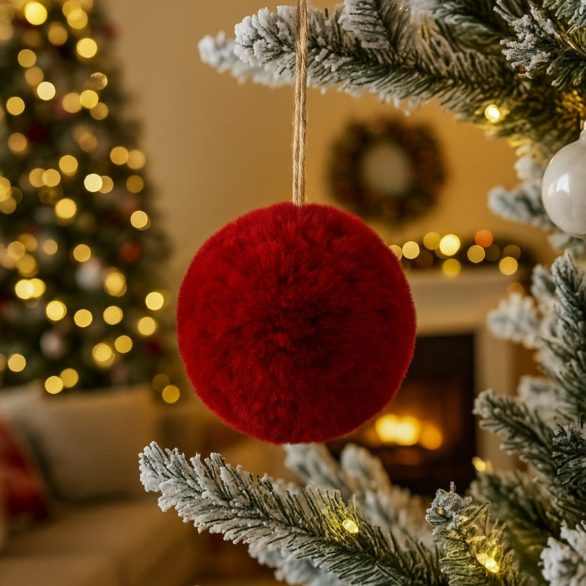Glob Crăciun roșu pufos