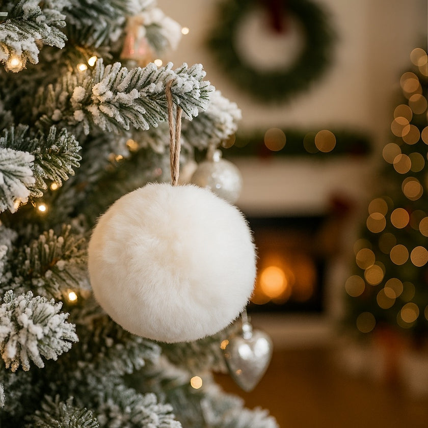 Glob Crăciun alb pufos