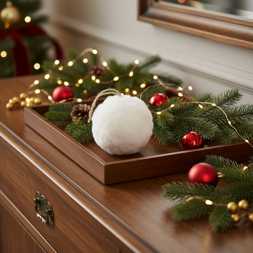 Glob Crăciun alb pufos