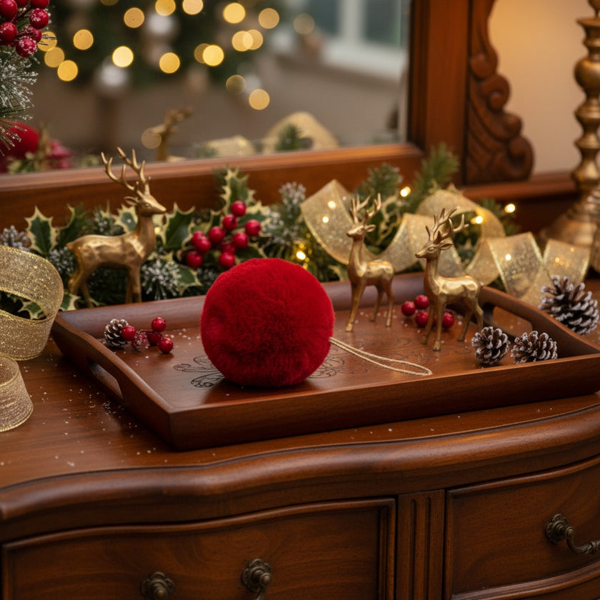 Glob Crăciun roșu pufos