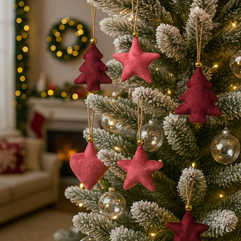 Set 6 ornamente catifelate Crăciun