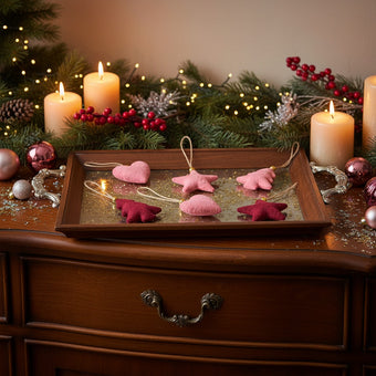 Set 6 ornamente catifelate Crăciun