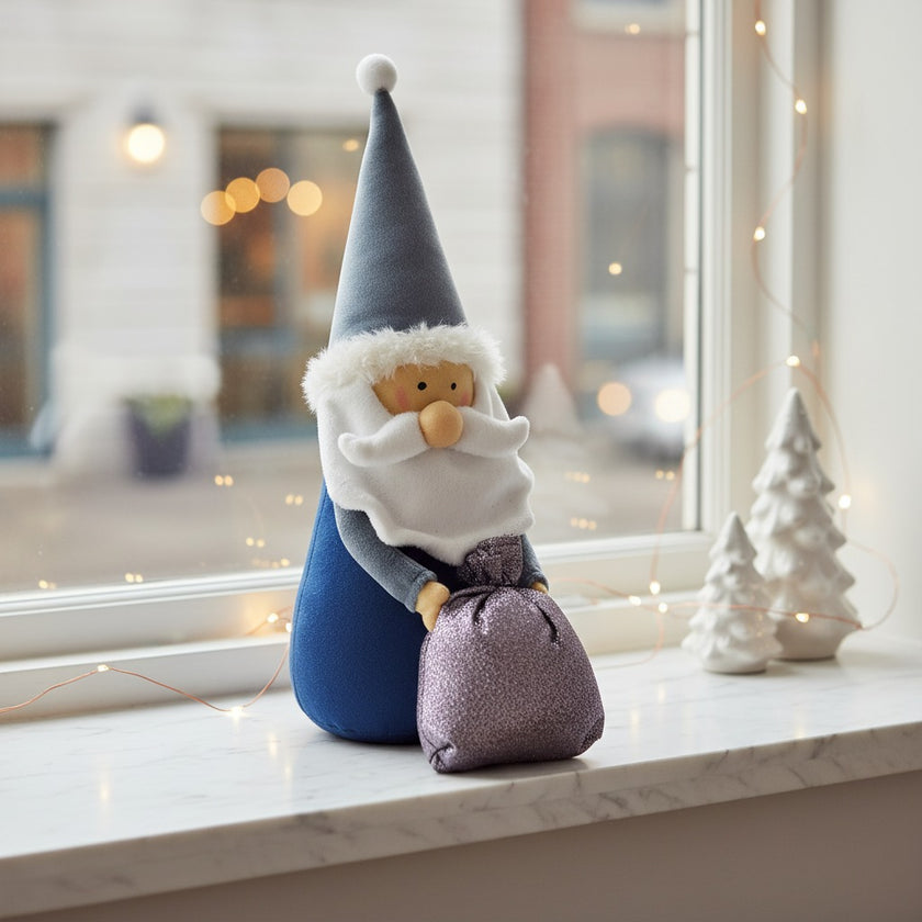 Figurină decorativă Moș Crăciun gri