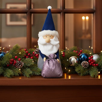 Figurină decorativă Moș Crăciun albastru