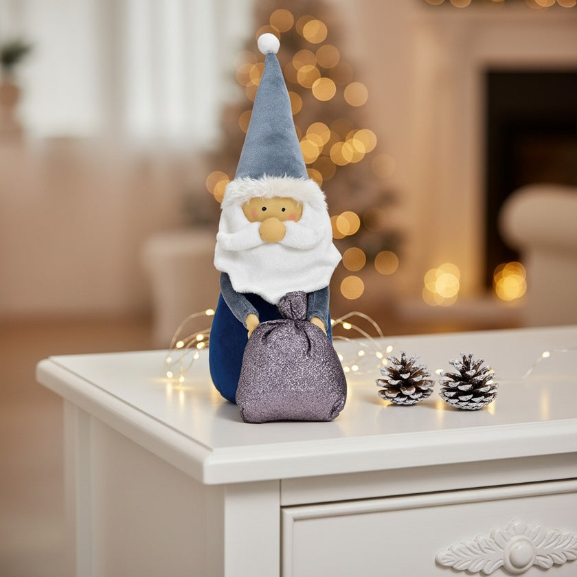 Figurină decorativă Moș Crăciun gri