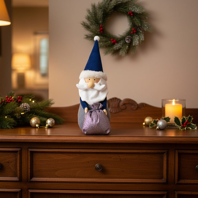 Figurină decorativă Moș Crăciun albastru