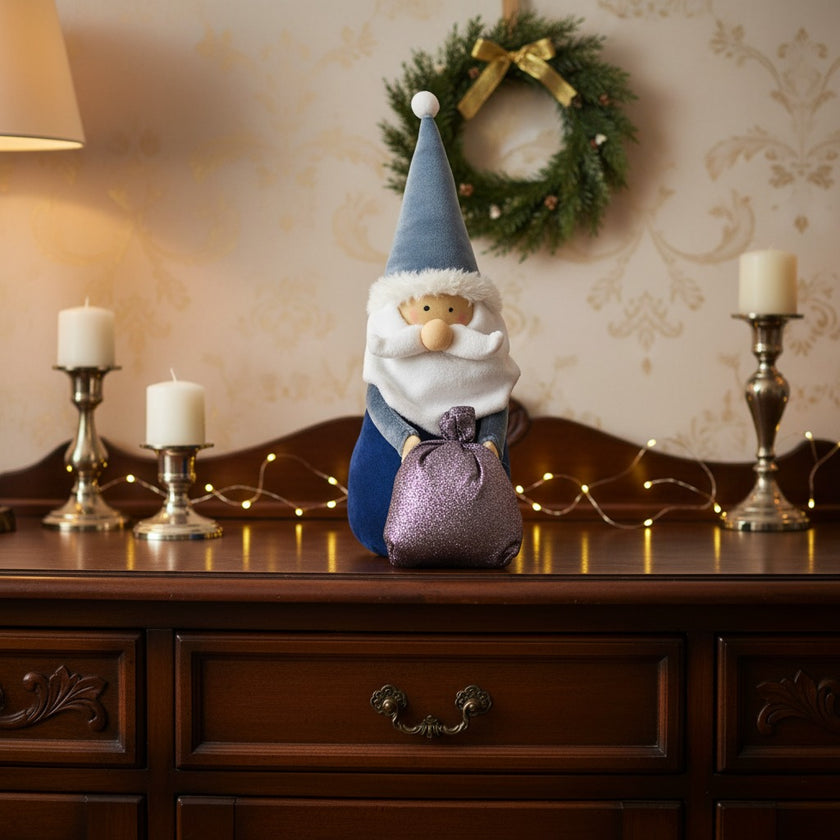 Figurină decorativă Moș Crăciun gri