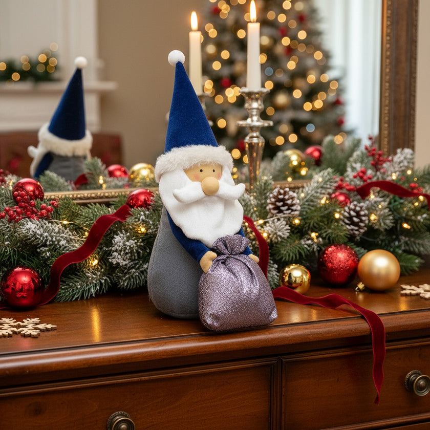 Figurină decorativă Moș Crăciun albastru