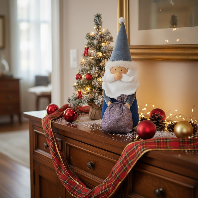 Figurină decorativă Moș Crăciun gri