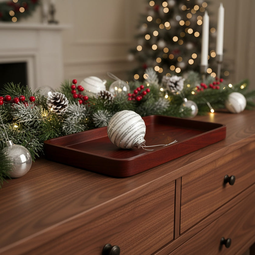 Glob Crăciun alb cu sclipici din sticlă