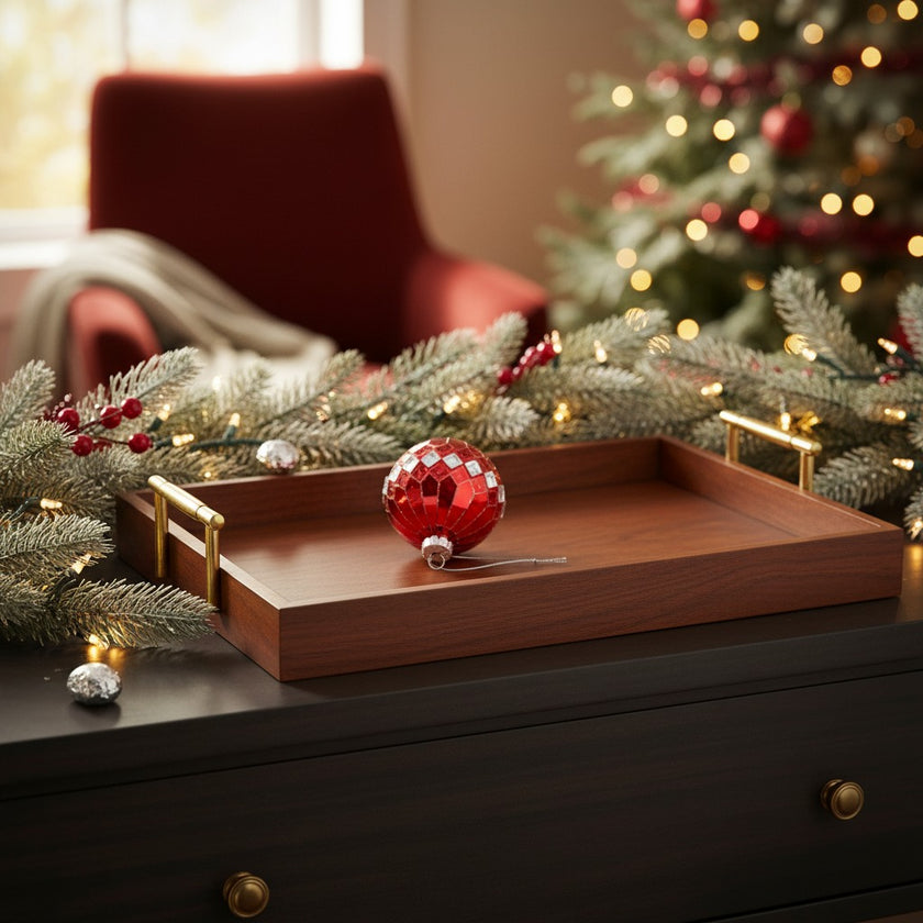 Glob Crăciun roșu din sticlă