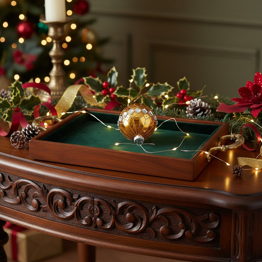 Glob Crăciun auriu din sticlă