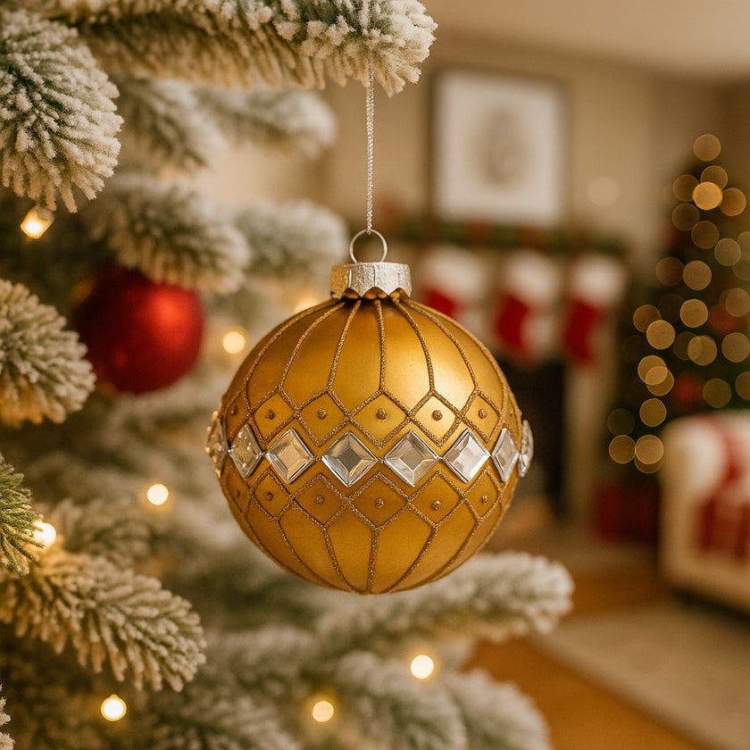 Glob Crăciun auriu din sticlă