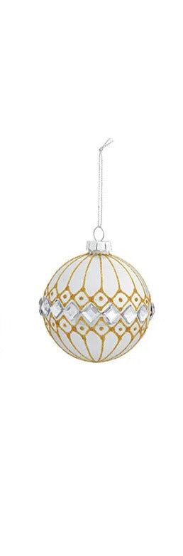 Glob Crăciun alb din sticlă