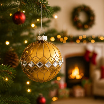 Glob Crăciun auriu din sticlă