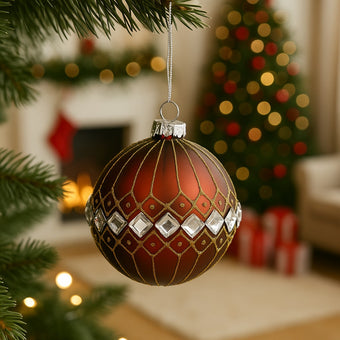 Glob Crăciun maro din sticlă