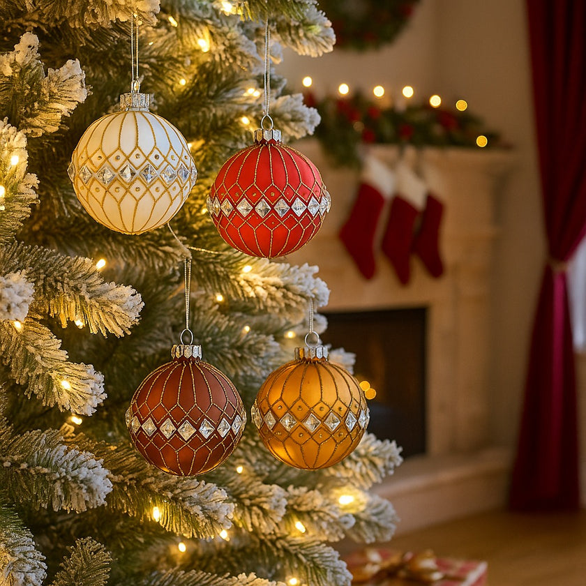 Glob Crăciun roșu din sticlă