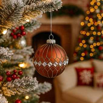 Glob Crăciun maro din sticlă