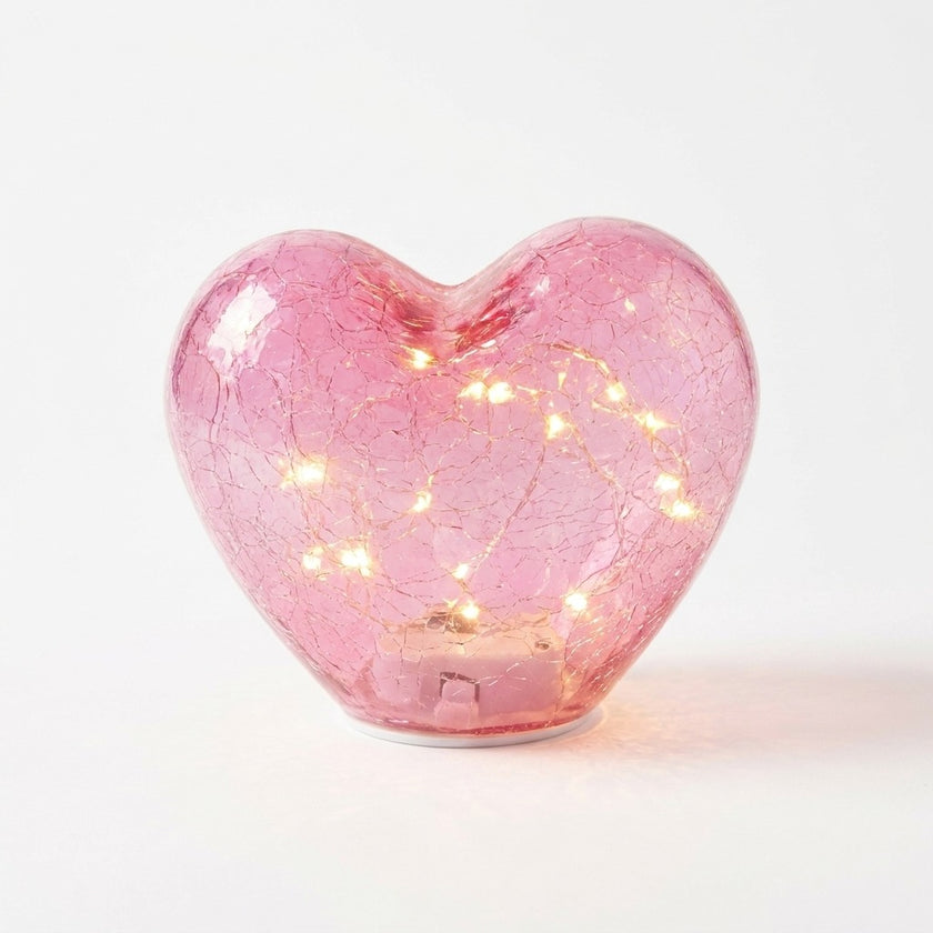 Inimă decorativă din sticlă cu lumini led