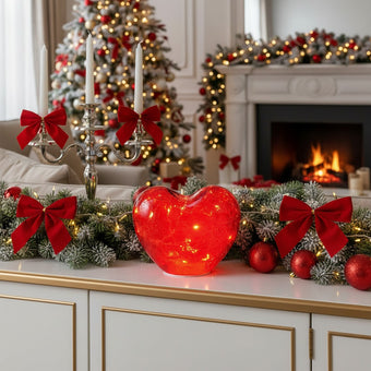 Inimă decorativă din sticlă cu lumini led