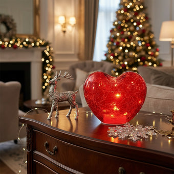 Inimă decorativă din sticlă cu lumini led