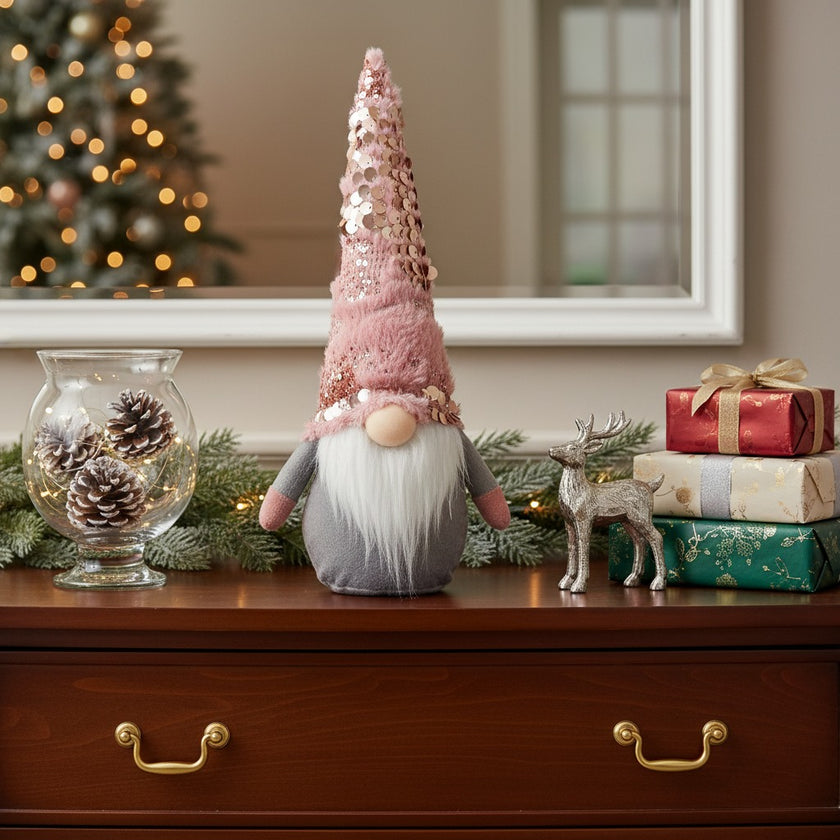Gnom decorativ Crăciun cu paiete