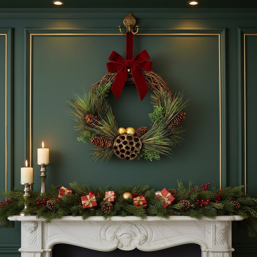 Coroniță Crăciun cu conuri 42cm