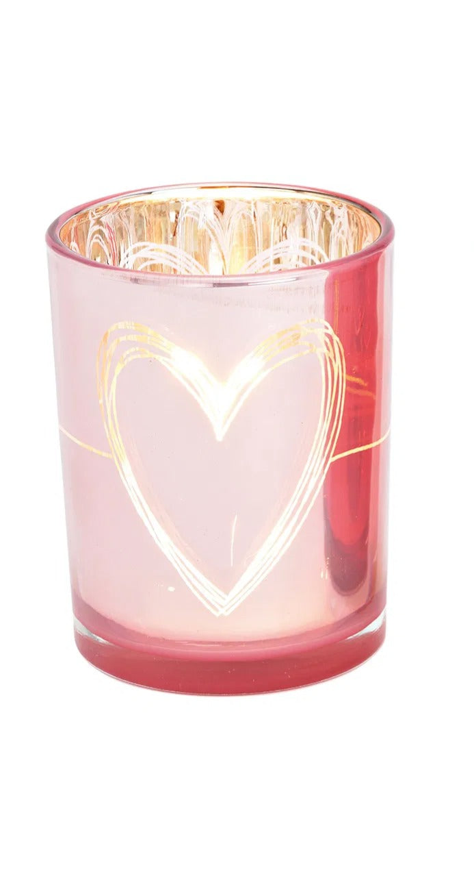 Suport decorativ roz pentru lumânare