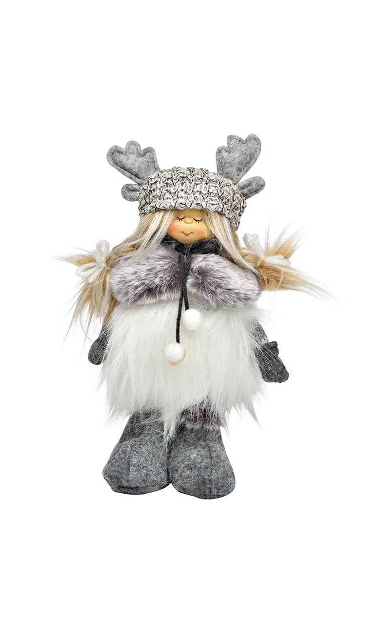 Figurină decorativă gri fetiță cu blăniță 21cm