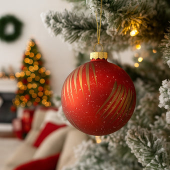 Glob Crăciun roșu din sticlă